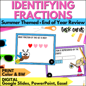 end of year identifying fractions task cards