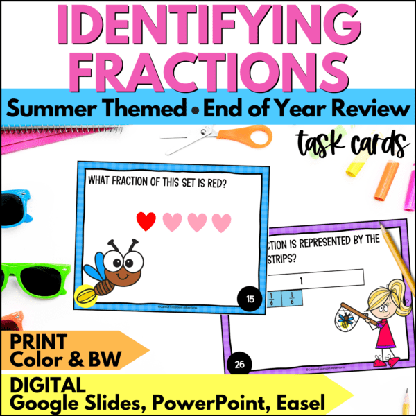 end of year identifying fractions task cards