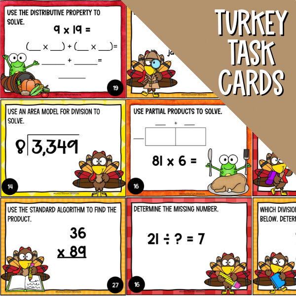 thanksgiving math activities task cards