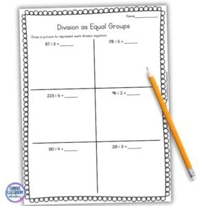 long division models representing division worksheet