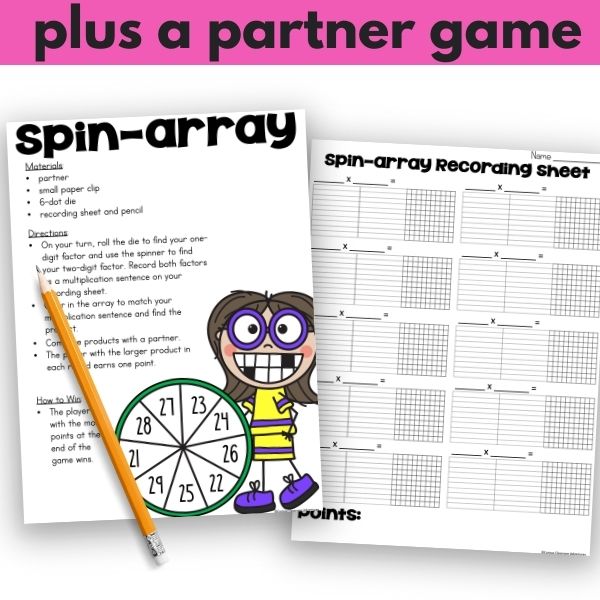 area model multiplication with arrays game