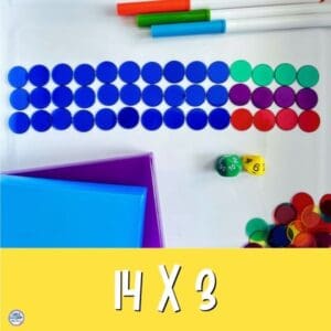 area model multiplication with arrays for 14 x 3