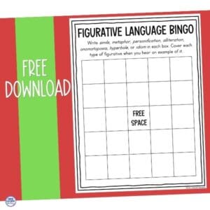 Christmas figurative language upper elementary with bingo