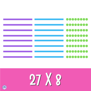 area model multiplication with arrays for 27 x 8