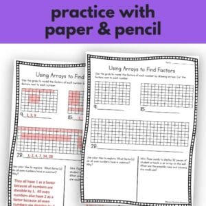 using arrays to find factors worksheet