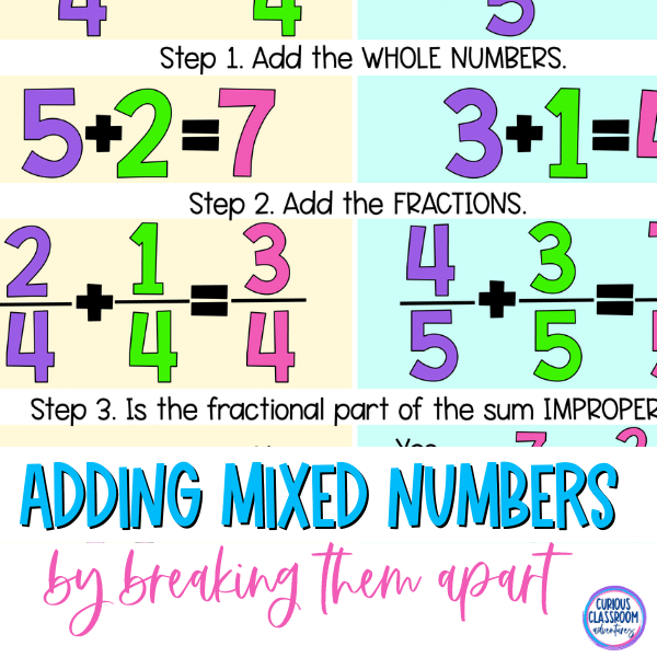 adding mixed numbers by breaking apart 4th grade lesson