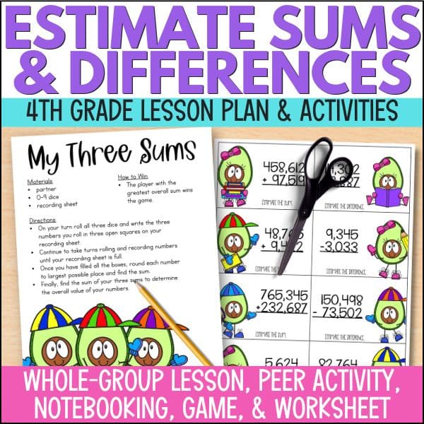 estimating sums and differences lesson plan
