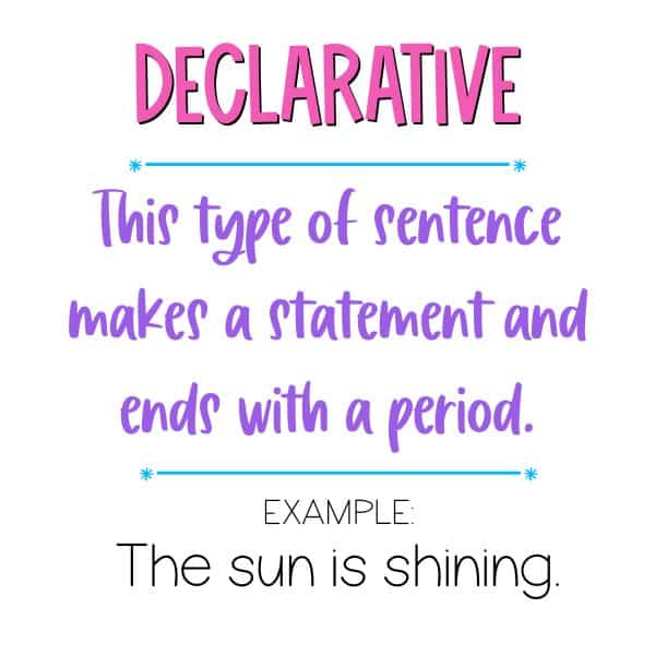 4 types of sentences declarative statement