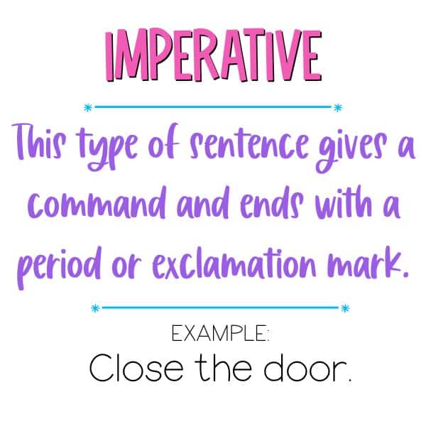 4 types of sentences imperative command