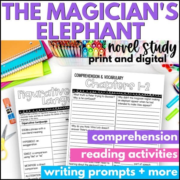 the magician's elephant novel study worksheets