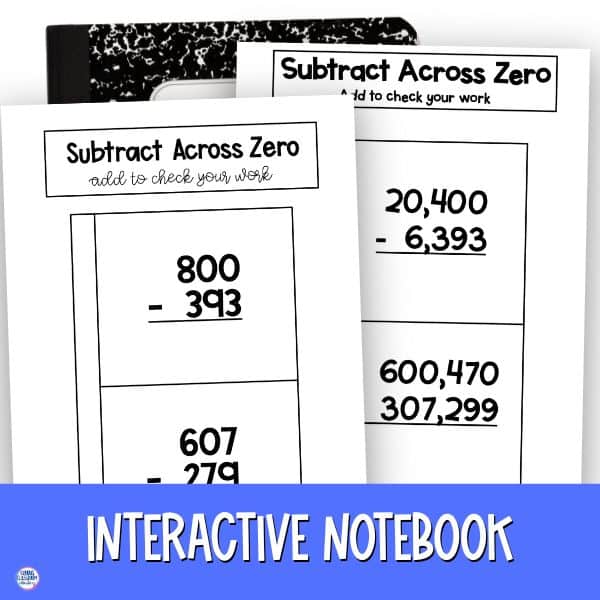 subtract across zeros activity