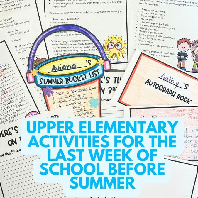 Activities for the Last Week of school before summer packet