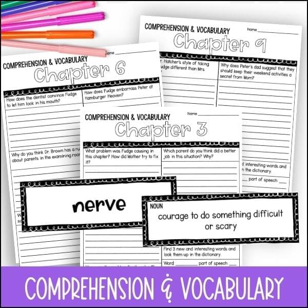 Tales of a 4th grade nothing novel study comprehension and vocabulary