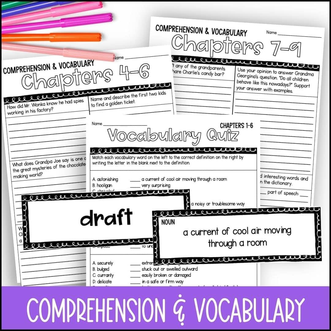 charlie and the chocolate factory chapter comprehension questions and vocabulary