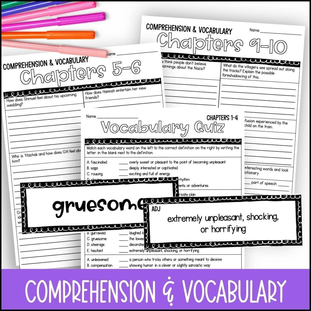 the devil's arithmetic novel study comprehension questions and vocabulary