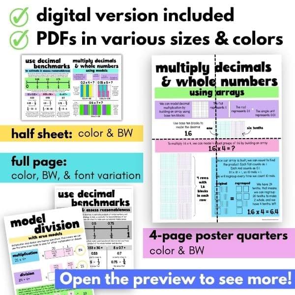upper elementary math anchor chart bundle complete 3rd 4th 5th grades