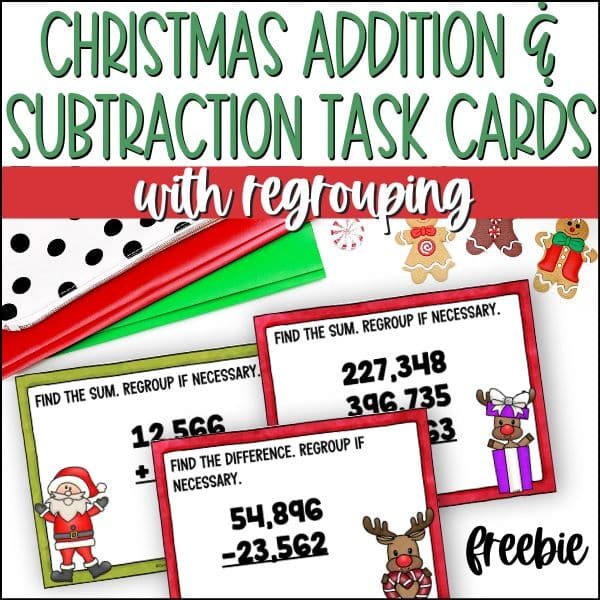 Christmas addition and subtraction task cards