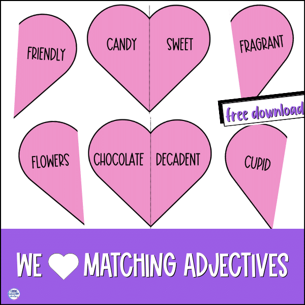 descriptive adjectives valentines day center activity